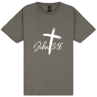 John 3:16 white on dark - Gildan Unisex Softstyle Tee  Thumbnail