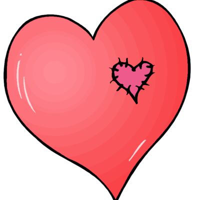 love heart with heart patch sewn on Thumbnail